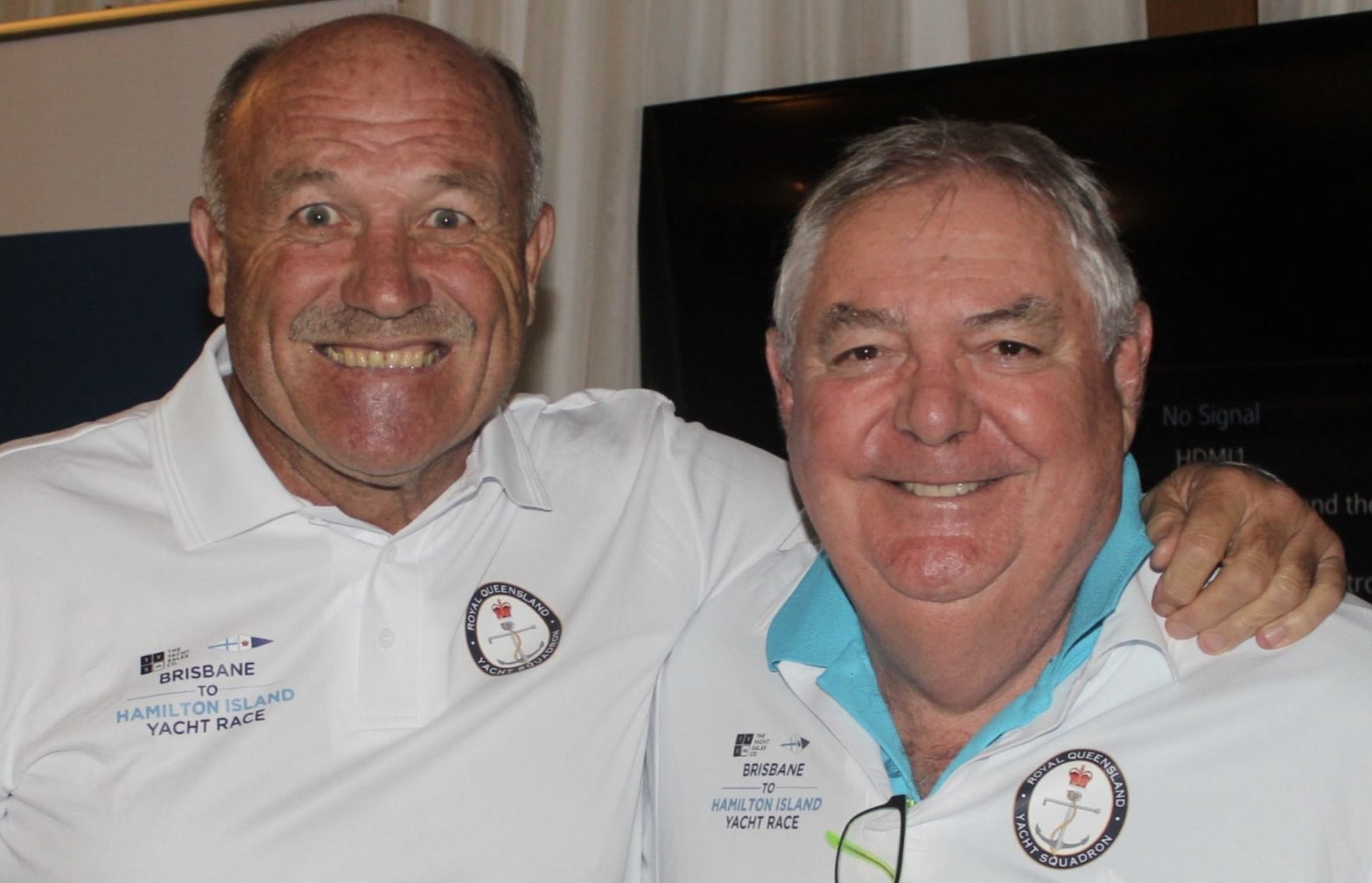 Wally Lewis with Brisbane to Hamilton Island Race Director Mark Gallagher